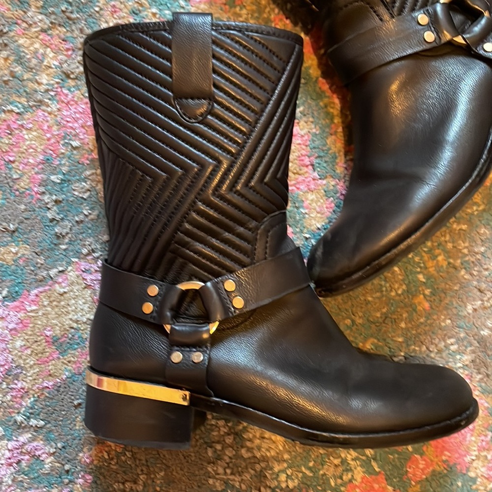 Vince Camuto mid calf black leather boots size 9 - Picture 2 of 9